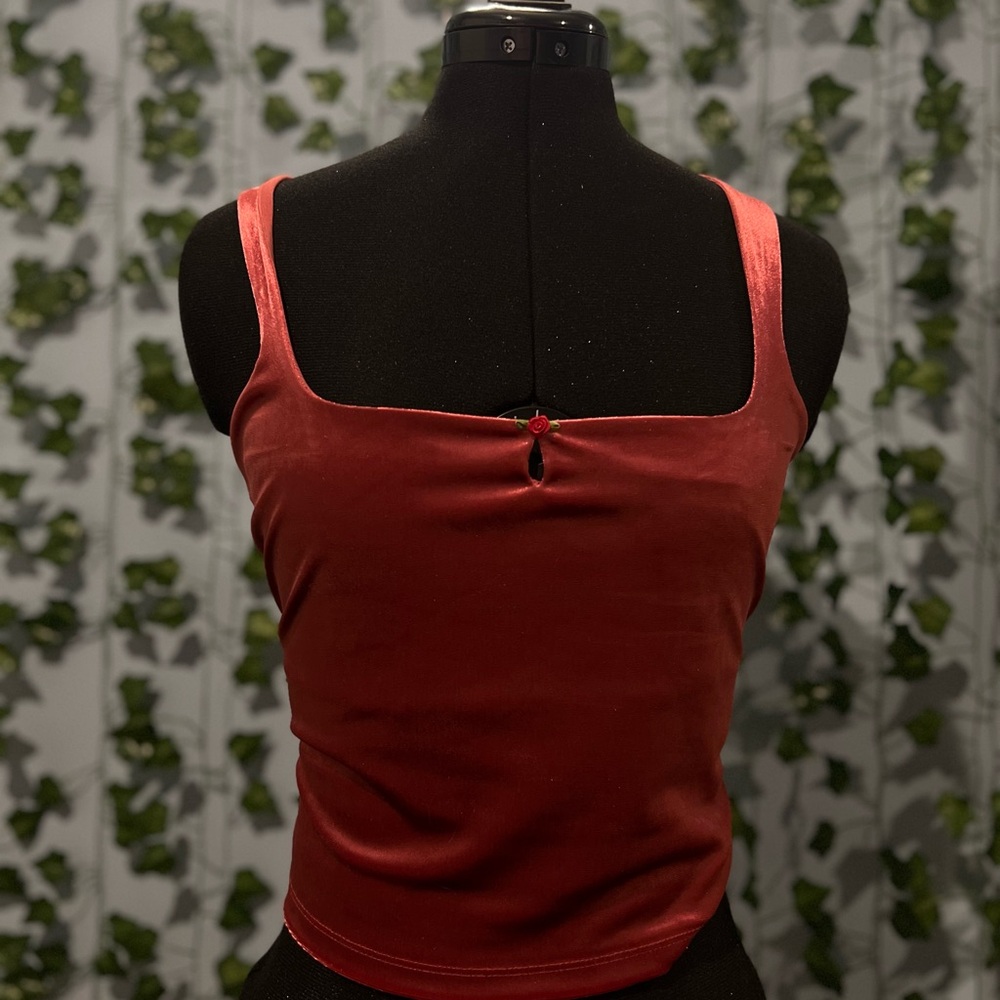 Y2K inspired deep burgundy crop top